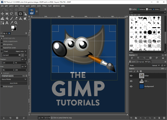 how to crop in gimp